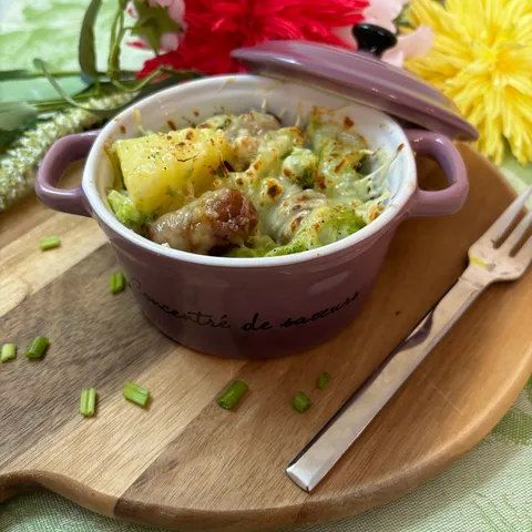 Gratin de brocolis merguez