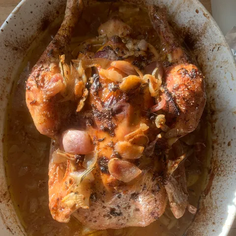 Poulet rôti citron et oignons