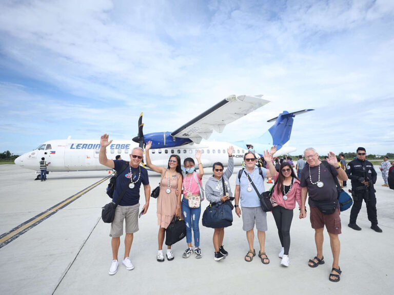 Guests arriving in Bantayan Island after the inaugural commercial flight at the airport