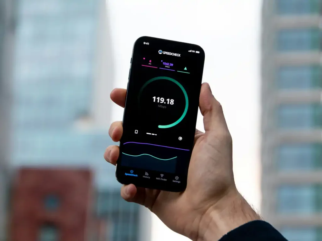 A cell phone recording free wifi for all outdoors