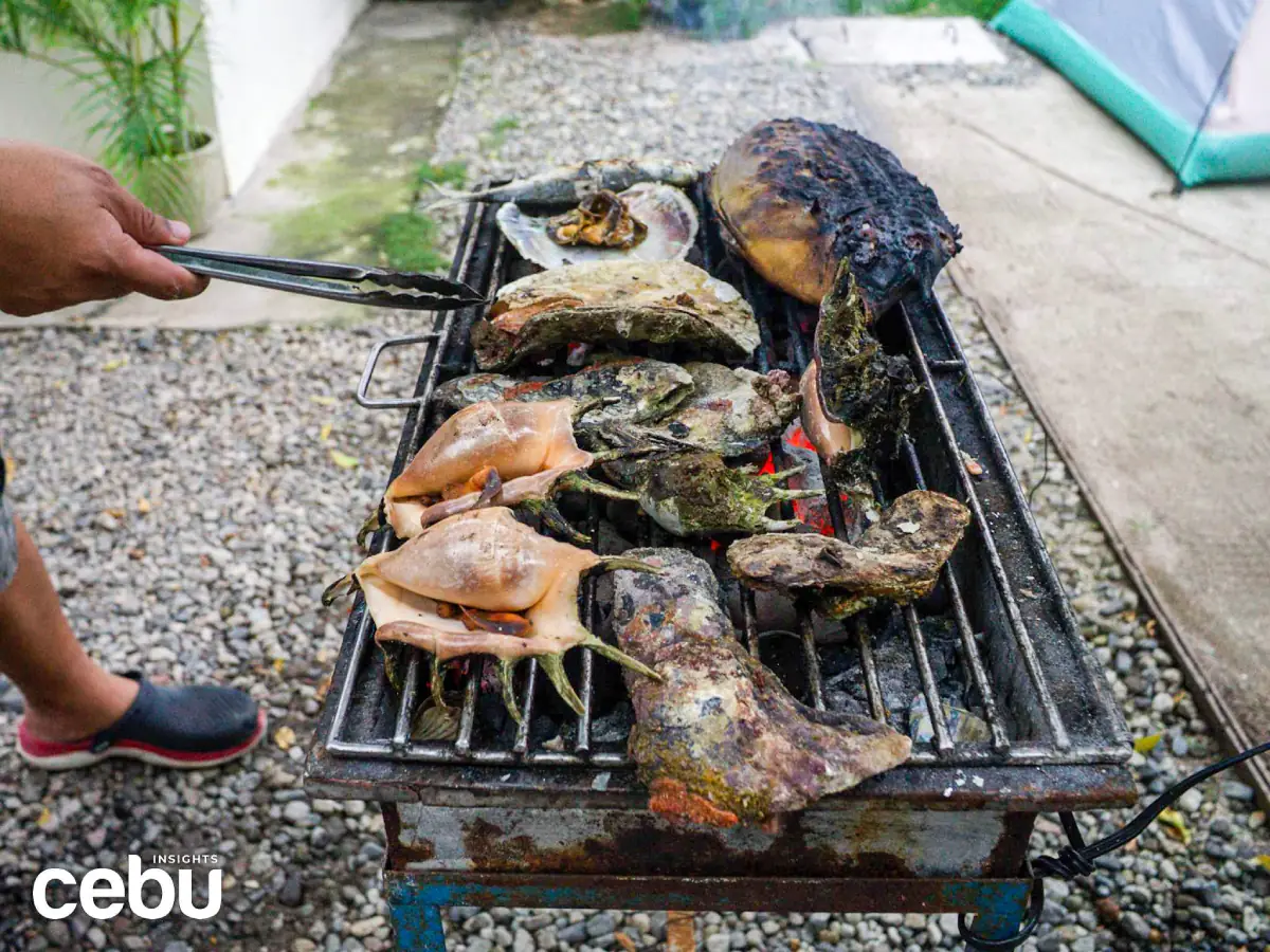 Seafood grilled at Bantayan Island