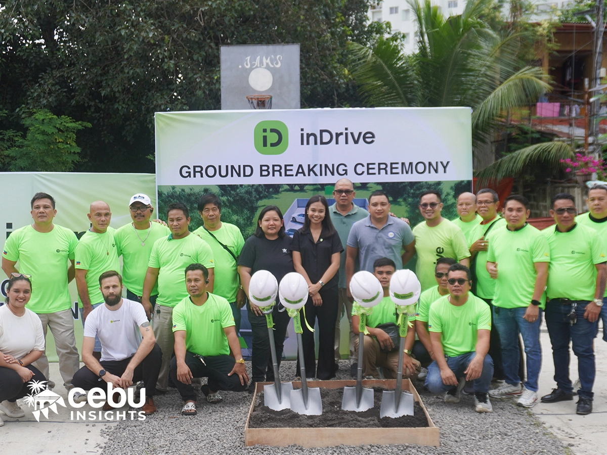 Drivers and owners of ride-hailing app inDrive at a groundbreaking ceremony