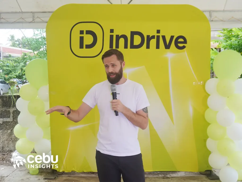 Mark Tolley speaking during an inDrive press conference