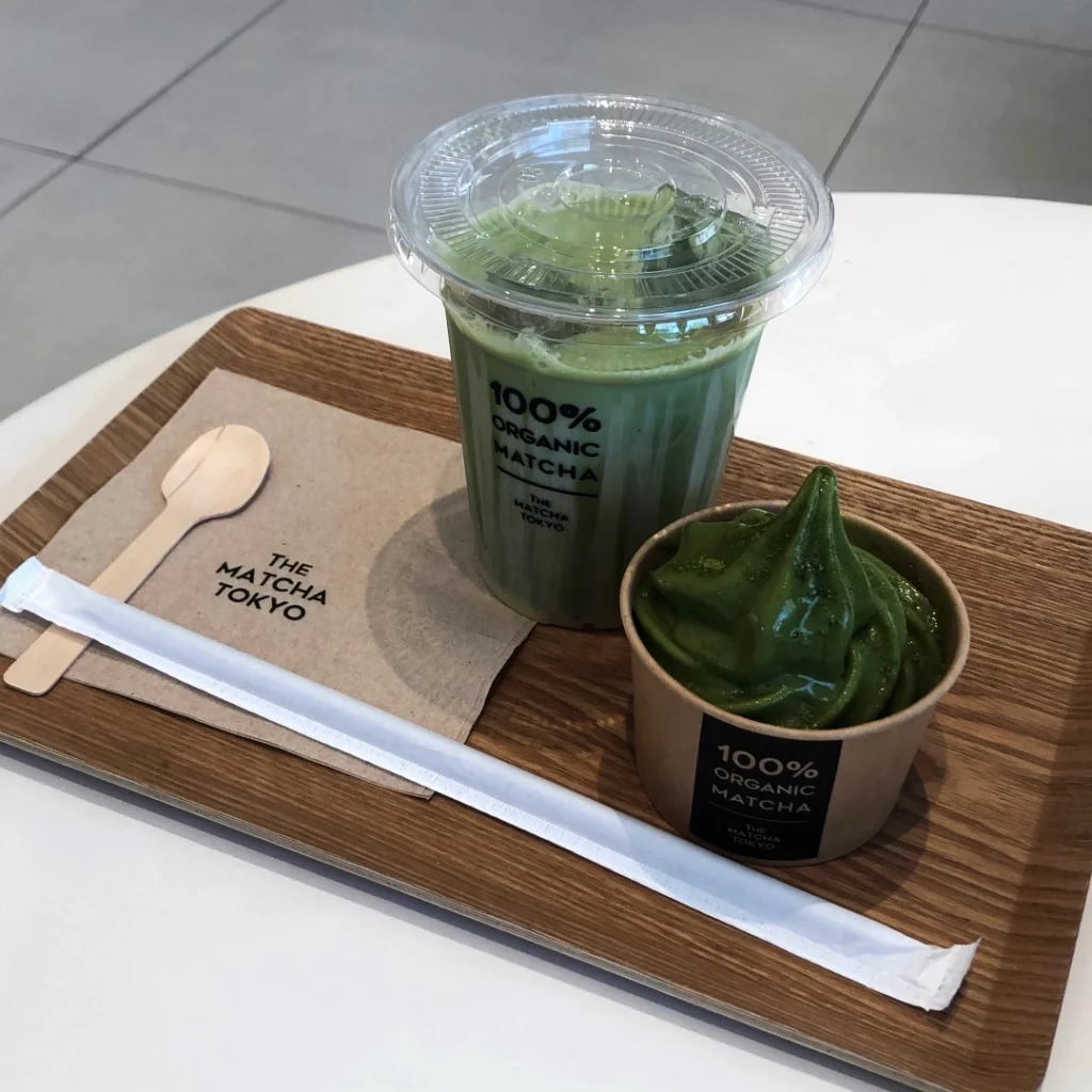 Matcha latte and soft serve from The Matcha Tokyo