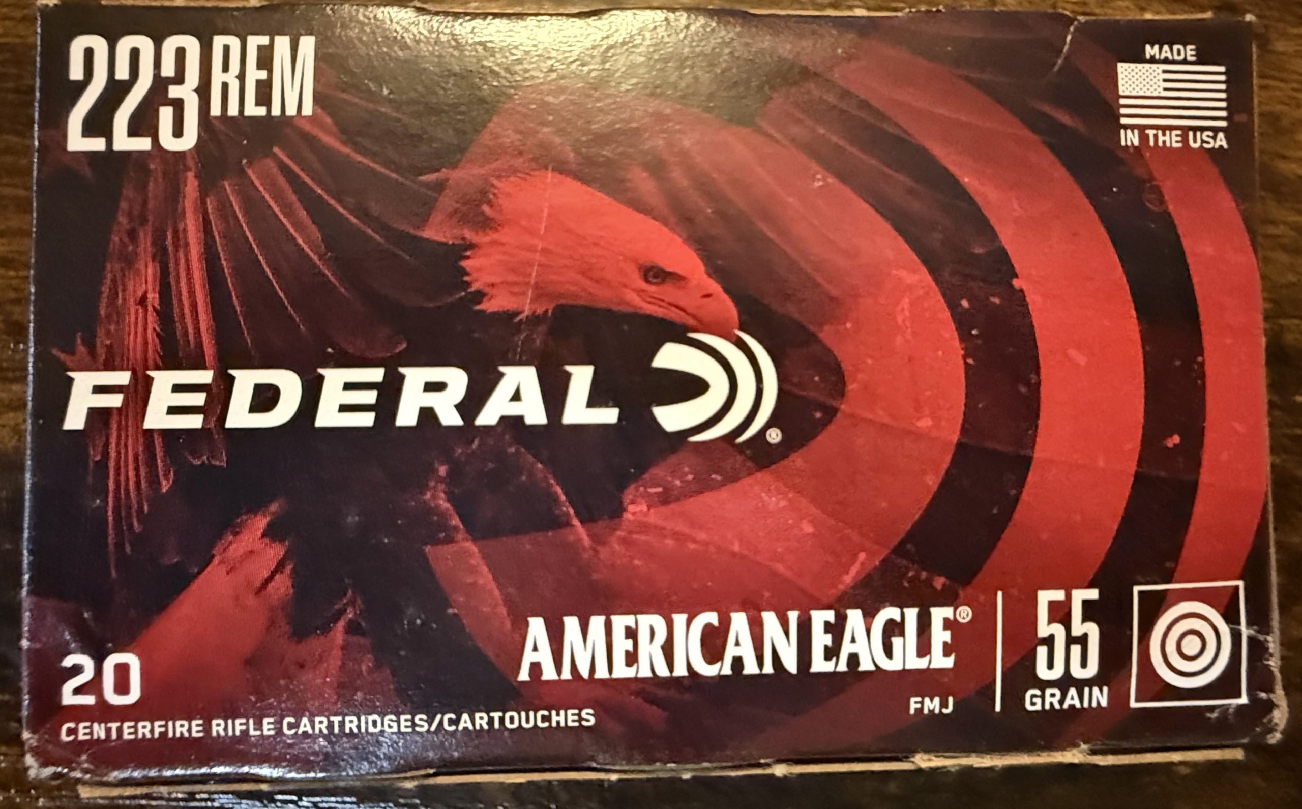 Federal American Eagle Rifle, 223 Rem, 55 Grain, Full Metal Jacket, 3240 fps