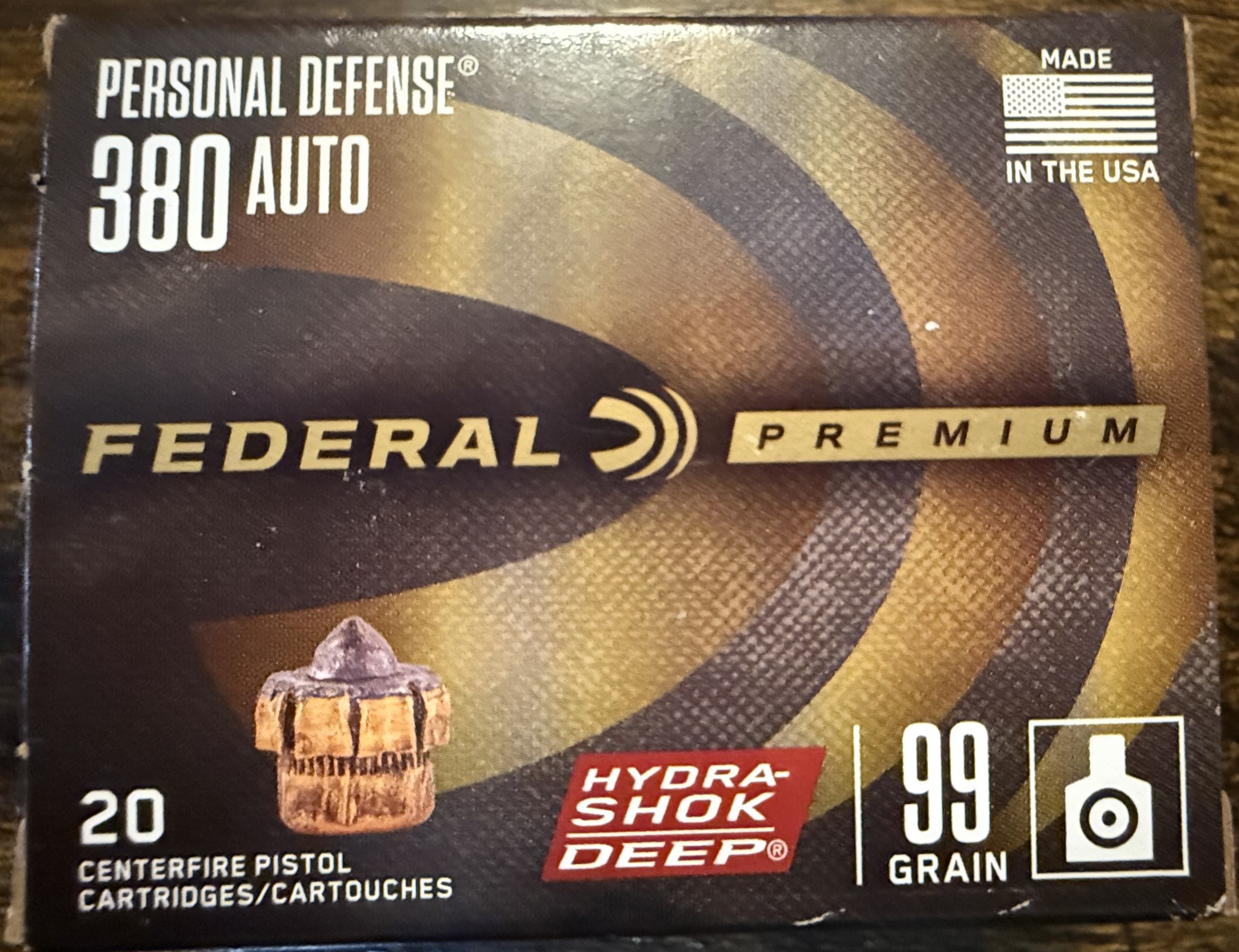 Federal Personal Defense Hydra-Shok Deep, 380 Auto, 99 Grain, Jacketed Hollow Point, 975 fps