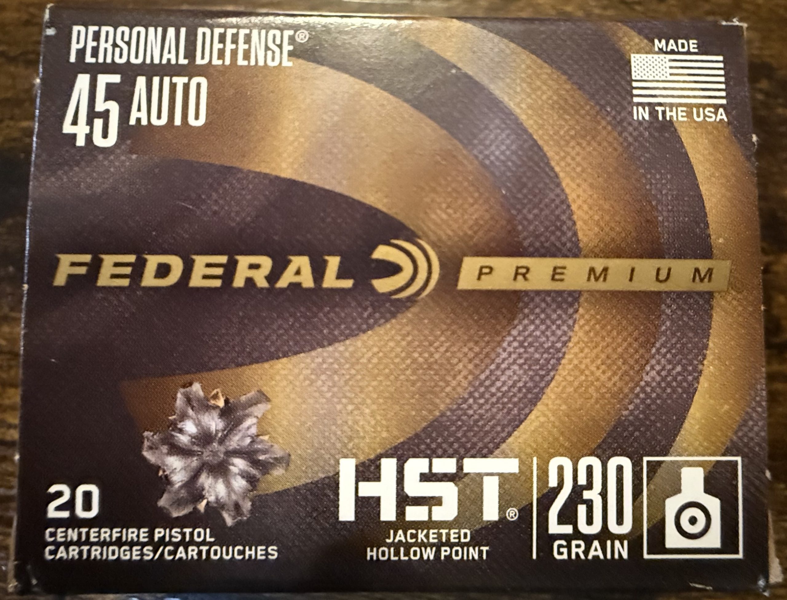 Federal Personal Defense HST, 45 Auto, 230 Grain, HST Jacketed Hollow Point, 890 fps