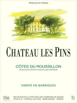 Cave des Vignerons de Baixas Cotes du Roussillon Chateau Les Pins Blanc