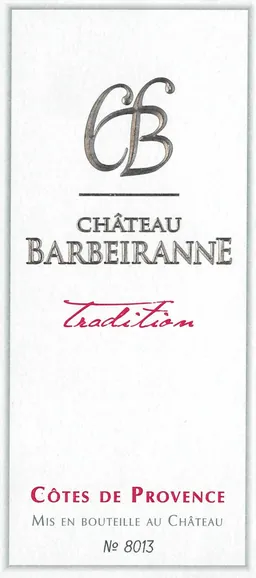 Chateau Barbeiranne Cotes de Provence Reserve Tradition Rouge