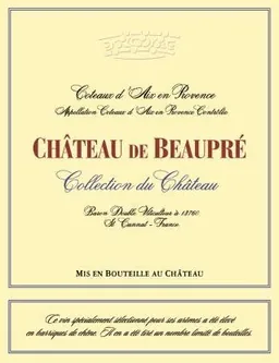 Chateau de Beaupre Coteaux d'Aix en Provence Collection du Chateau Rouge