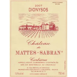 Chateau de Mattes Sabran Corbieres Dionysos