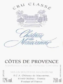 Chateau de Mauvanne Cotes de Provence Cru Classe Blanc