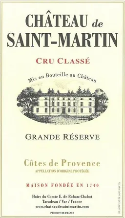 Chateau de Saint Martin Cotes de Provence Cuvee Grande Reserve Blanc