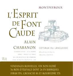 Domaine Alain Chabanon Montpeyroux L'Esprit de Font Caude