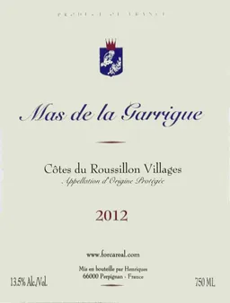 Domaine Forca Real Cotes du Roussillon Villages Mas de la Garrigue