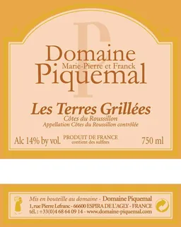 Domaine Piquemal Cotes du Roussillon Les Terres Grillees Blanc