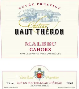 Chateau Haut Theron Cahors Cuvee Prestige Malbec