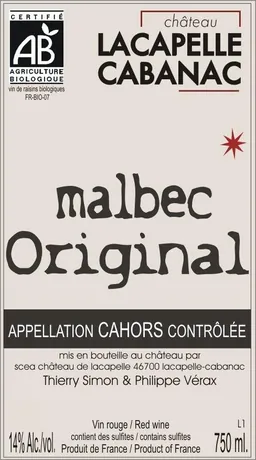 Chateau Lacapelle Cabanac Cahors Original Malbec
