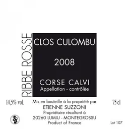 Clos Culombu Corse Calvi Ribbe Rosse Blanc