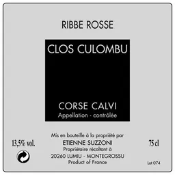 Clos Culombu Corse Calvi Ribbe Rosse Rouge