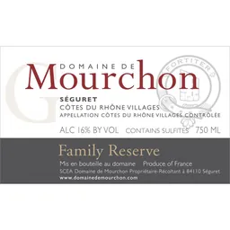 Domaine de Mourchon Cotes du Rhone Villages Seguret Family Reserve Grenache