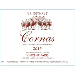 Vincent Paris Cornas La Geynale
