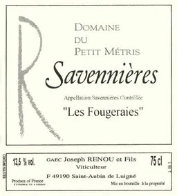 Domaine du Petit Metris Savennieres Les Fougeraies