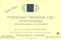 Domaine Billard-Gonnet Pommard Chaponnieres Vieilles Vignes Premier Cru