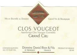Domaine Daniel Rion & Fils Clos Vougeot Grand Cru