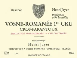 Henri Jayer Vosne-Romanee Cros Parantoux Premier Cru