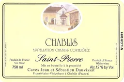 Jean et Sebastien Dauvissat Chablis Saint Pierre