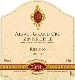 Agathe Bursin Alsace Zinnkoepfle Grand Cru Riesling
