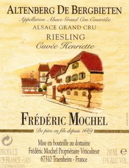 Altenberg de Bergbieten Alsace Grand Cru Cuvee Henriette Riesling