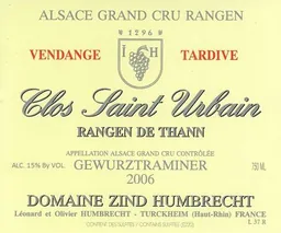 Clos Saint Urbain Rangen de Thann Grand Cru Vendange Tardive Gewurztraminer