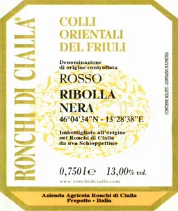 Colli Orientali del Friuli Ribolla Nera Rosso