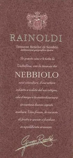 Aldo Rainoldi Terrazze Retiche di Sondrio Nebbiolo