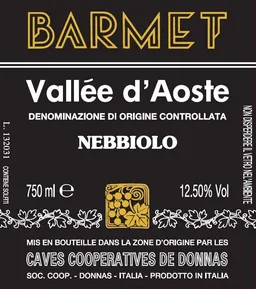 Caves Cooperatives de Donnas Valle d'Aosta Barmet Nebbiolo