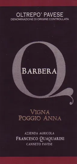 Oltrepo Pavese Vigna Poggio Anna Barbera