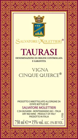 Salvatore Molettieri Taurasi Vigna Cinque Querce