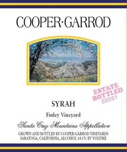 Cooper-Garrod Estate Vineyards Finley Vineyard Syrah