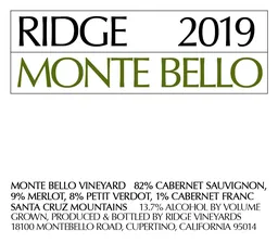 Ridge Vineyards Monte Bello