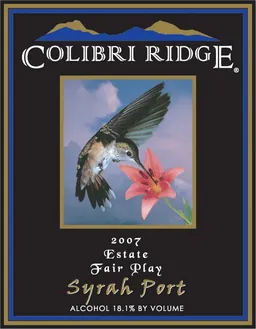 Colibri Ridge Winery Syrah Port