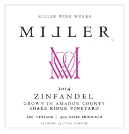 Miller Wine Works Zinfandel Shake Ridge