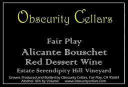 Oakstone Winery Alicante Bouschet Red Dessert Wine