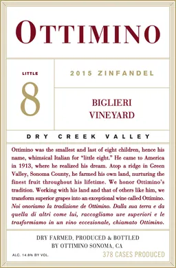 Ottimino Biglieri Vineyard Zinfandel