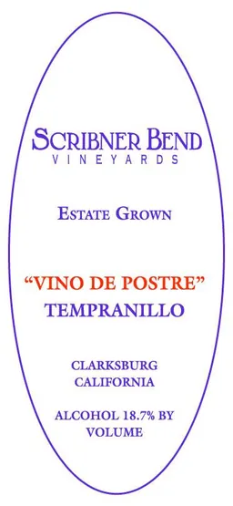 Scribner Bend Vineyards Vino de Postre Tempranillo