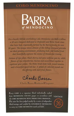 Barra of Mendocino Coro Mendocino Red