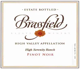 Brassfield Estate Winery High Serenity Ranch Pinot Noir