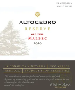 Altocedro Old Vine Malbec Reserva