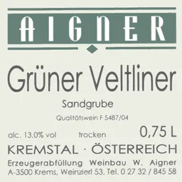 Weingut Aigner Sandgrube Gruner Veltliner
